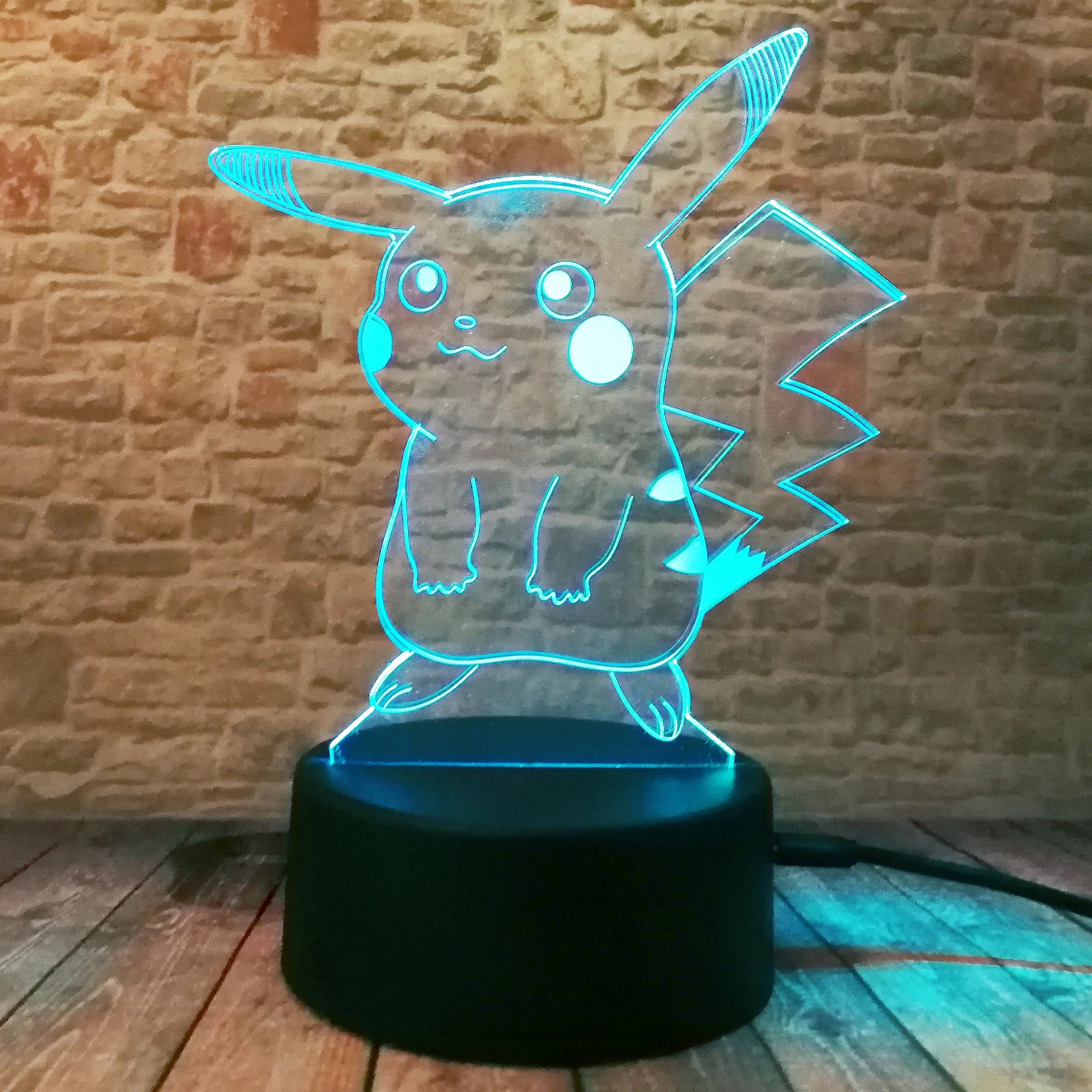  Hot Pokemon Go Action Figure 3D Atmosphere Illusion Night Light Pikachu Bedroom Kids Gift Creative  - 32779928533