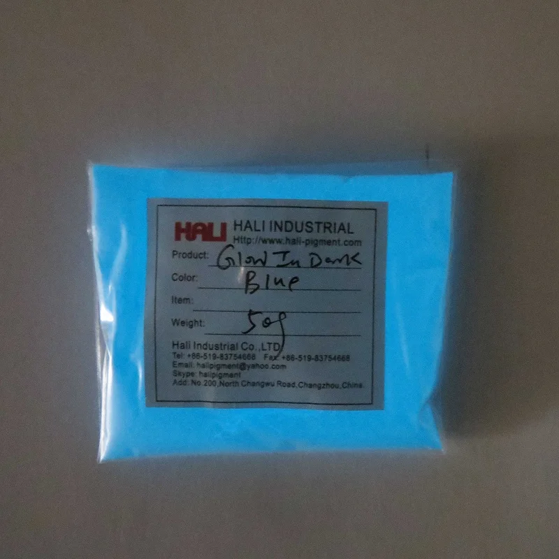 Blue 50g Фотолюминесцентный пигмент, люминесцентный Пигмент, светящийся в темноте пигмент, 1 лот = 10 цветов, 10 грамм/цвет, всего 100 грамм - Цвет: Blue 50g