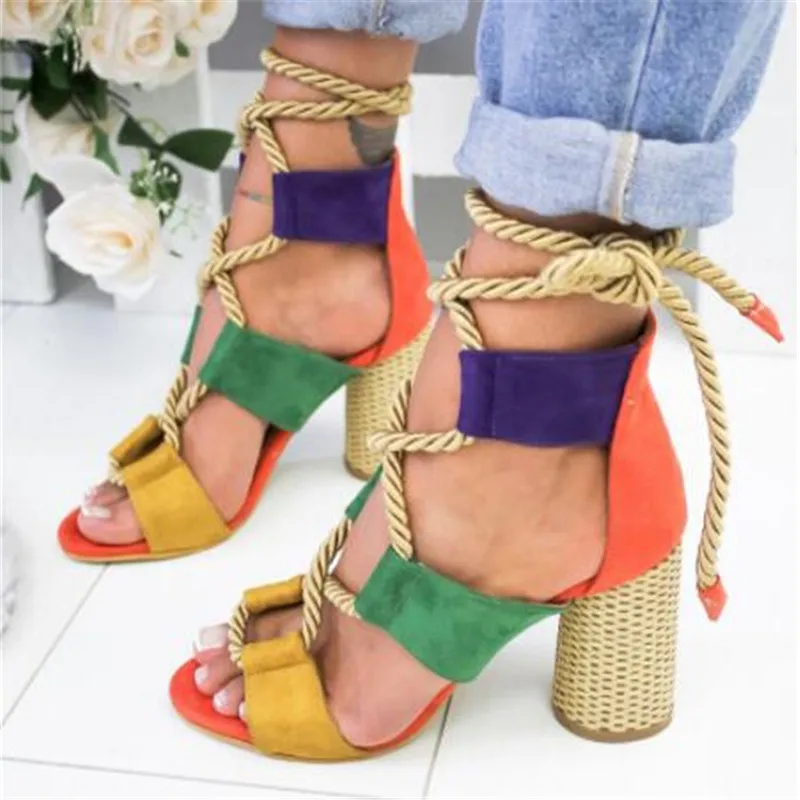 

Adisputent Summer Wedge Espadrilles Women Sandals 7CM Heel Pointed Fish Mouth Sandals Woman Hemp Lace Up Women Platform Sandals