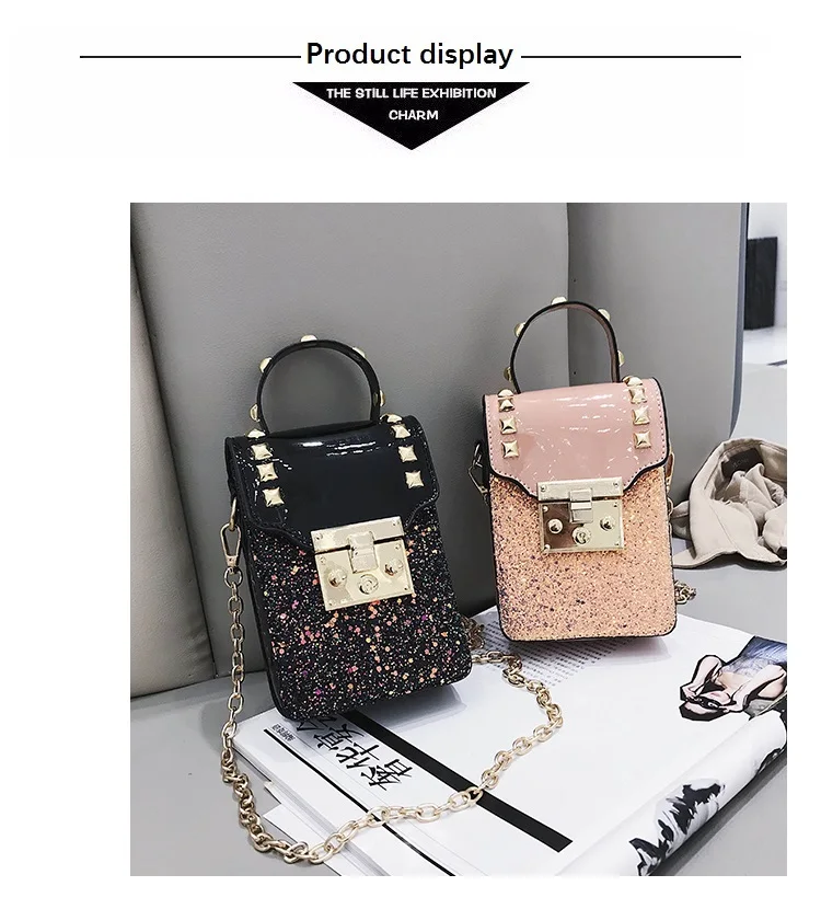 Yuhua, Новые повседневные женские сумки, сумка на цепочке с заклепками, трендовая Корейская версия сумки на плечо, модная женская сумка-мессенджер