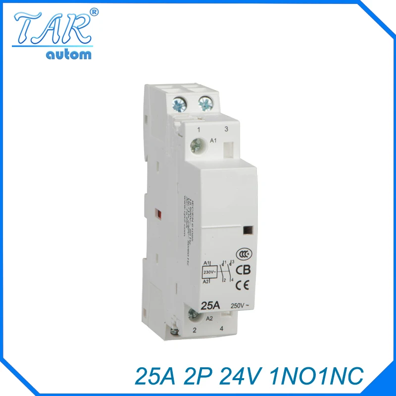 

Din rail household AC contactor 25A 2P 1NC 24V Household contact module Din Rail Modular contactor