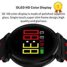 Точный крови Давление монитор сердечного ритма кислорода в крови Смарт Браслет Фитнес группа IP68 OLED Цвет Экран круглые металлические смарт-браслет