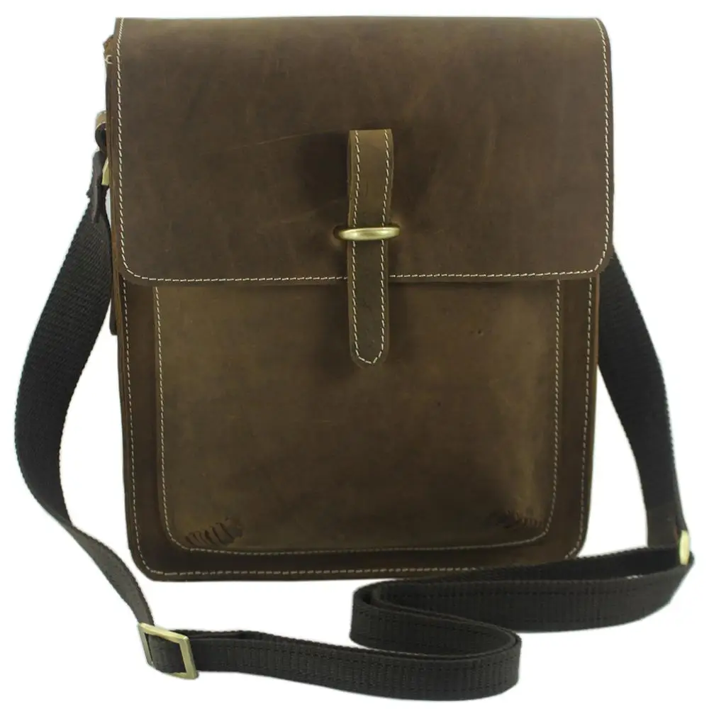 

Fashion New 2019 Retro Crazy Horse Leather Men Messenger Bags Shoulder Bag Men Genuine Leather Crossbody bag Brown Free Shipping