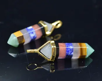

YA1928 Chakra Pendant 7 Stones Lucky Point Pendant Choose Gold Bail 40x8mm