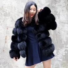 CX-G-A-245A короткая модная куртка из натурального меха женская теплая зимняя верхняя одежда куртка из меха лисы