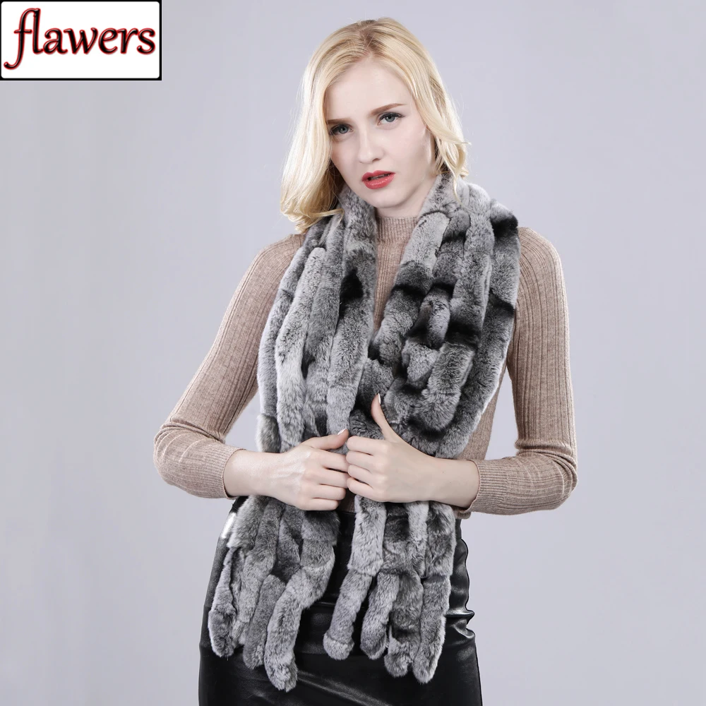 

2019 Winter Women Real Rex Rabbit Fur Scarf 100% Natural Soft Chinchila Rex Rabbit Fur Scarves Lady Warm Rex Rabbit Fur Muffler
