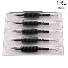 10 шт. Черный одноразовые иглы татуировки и трубки 3/4 мм сцепление(19 мм) 1RL Для пистолет для татуировки Чернила чашки наборы professional поставки