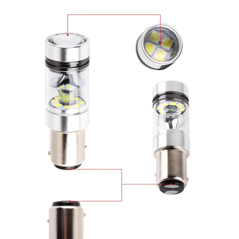 2шт 1157 BAY15D P21/5W светодиодный автомобиль 1500LM лампы резервного копирования стоп