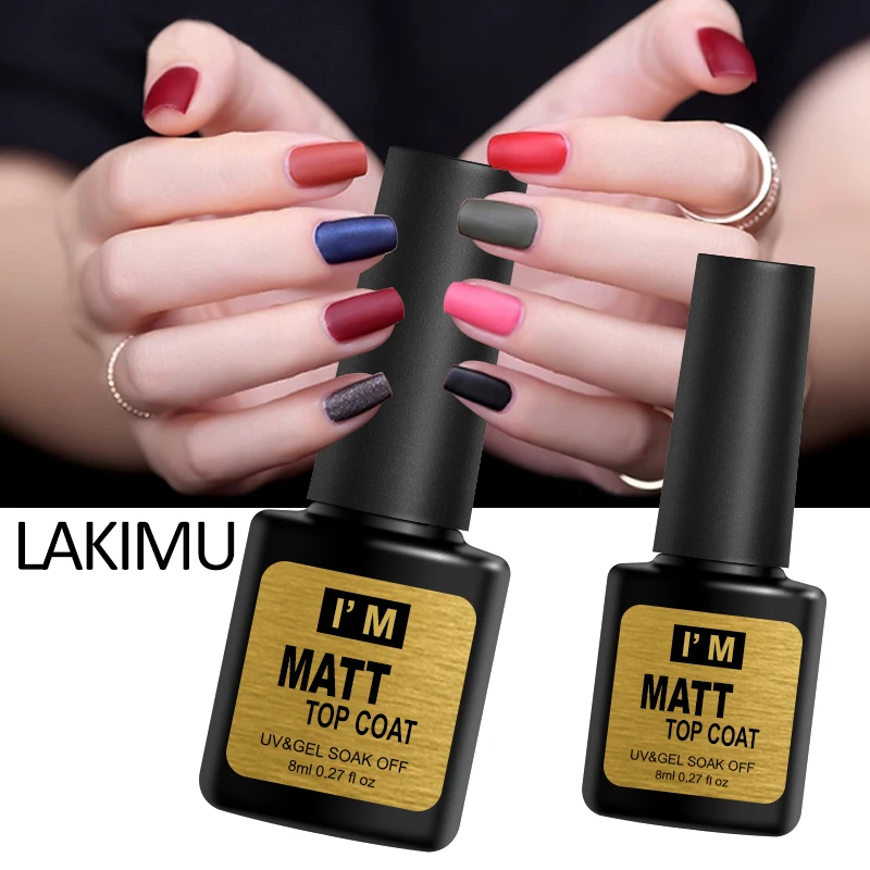 

Lakimu Matte Top Coat Nail Gel Polish Resin Matt Varnish Transparent Matt Top Gel Nail Art Manicure Set Finish Top Coat Gel Nail