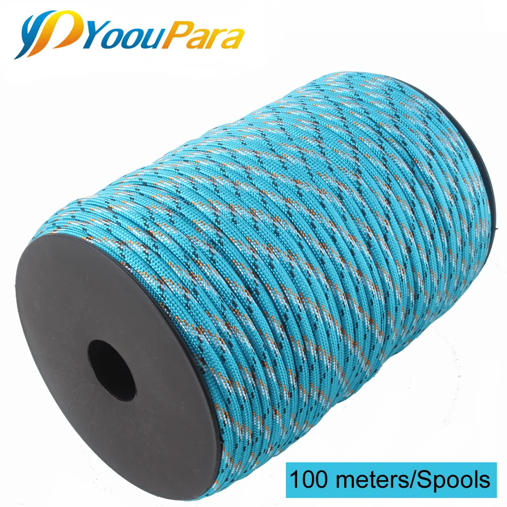 

YoouPara 250 Colors Paracord 4mm 100 Meters Spools 7 strands rope Parachute cord Outdoor Climbing tactical Survival Paracord 550