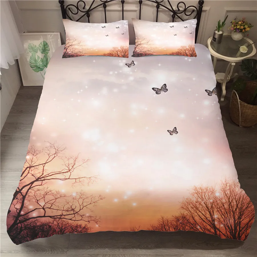 

A Bedding Set 3D Printed Duvet Cover Bed Set Butterfly Home Textiles for Adults Bedclothes with Pillowcase #HD07
