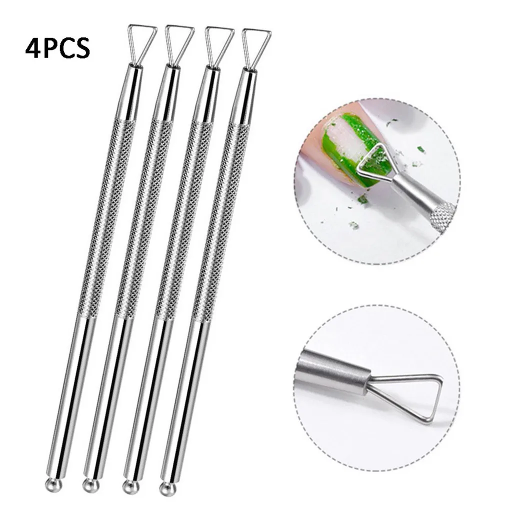 

4Pcs Stainless Steel Cuticle Nail Pusher Nail Art UV Gel Remover Manicure Pedicure Care Sets Cuticle Pushers Tools YJJ1