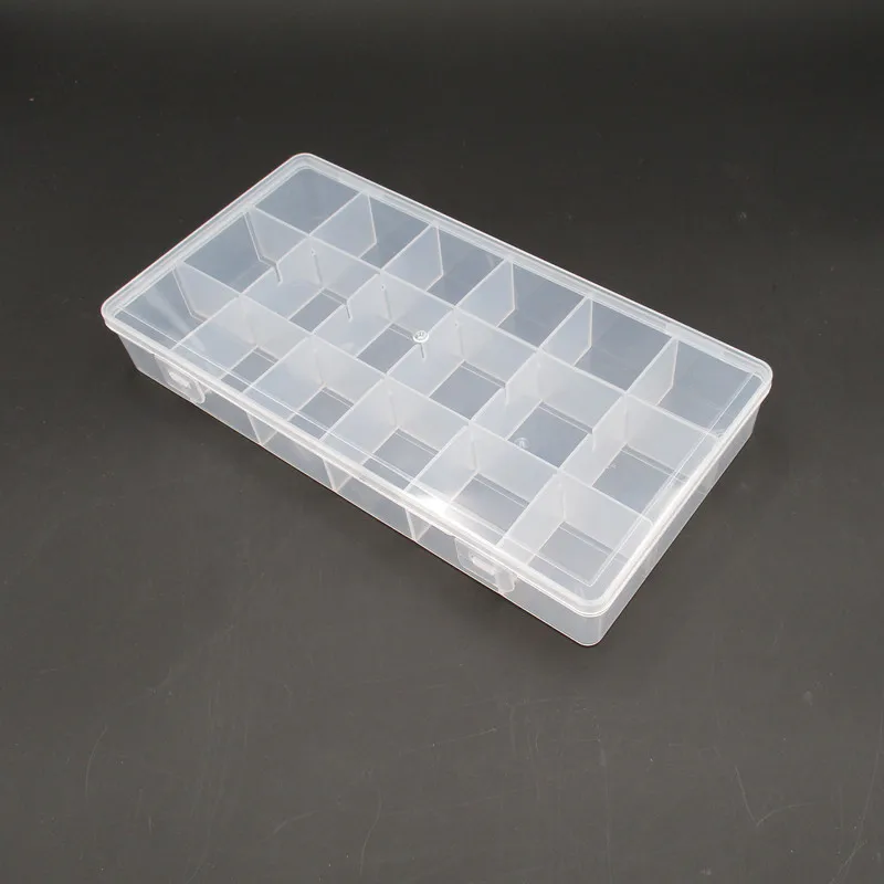 

Plastic 18 Slots Storage Box Compartment Adjustable Jewelry Necklace Transparent Organizer Case Holder Craft Organizer