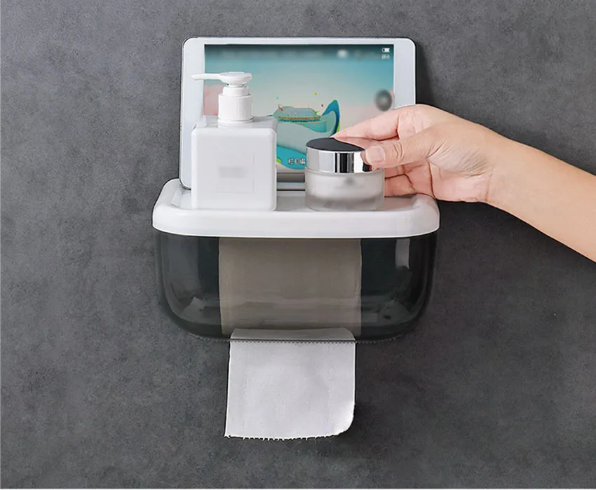 Настенный тканевый ящик Туалетный держатель для бумаги и телефона Полка бумажная стойка контейнер рулон бумажная коробка для хранения Органайзер для ванной комнаты