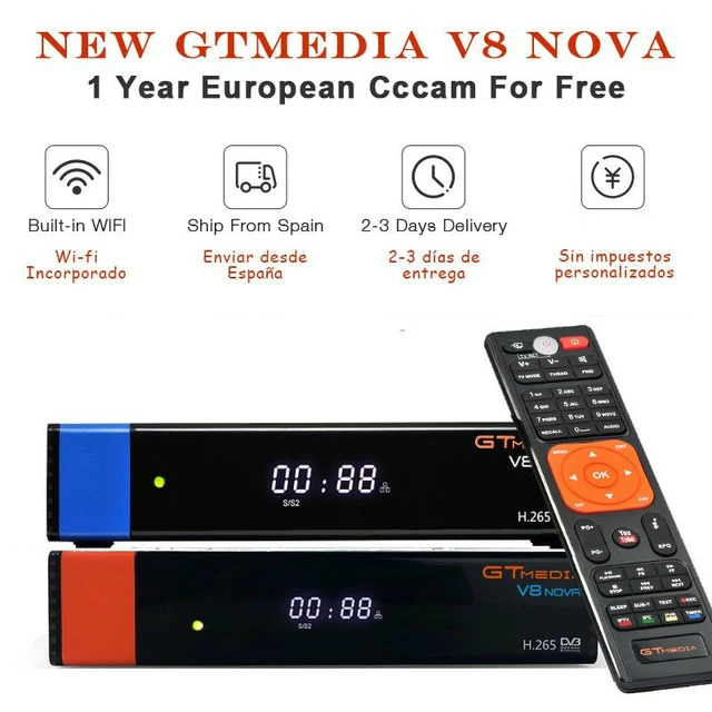 

2019 New GTmedia V8 NOVA DVB-S2 Builtin WIFI Satellite Receiver with cccam cline 1 year Spain Polish German TV Upgraded V8 Super