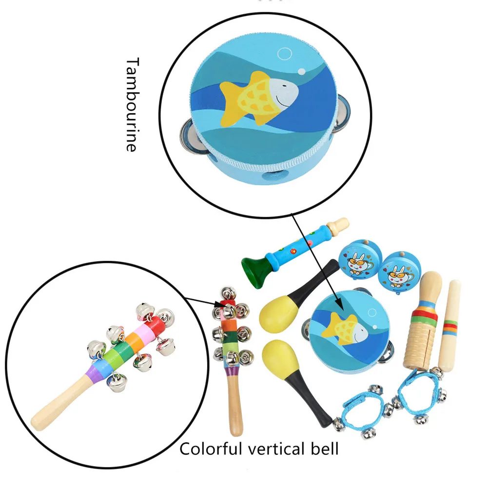 10 шт./компл. детский ударный Набор инструментов с случайным цветом и рисунком каждый предмет подарок тщательно выбран для детей