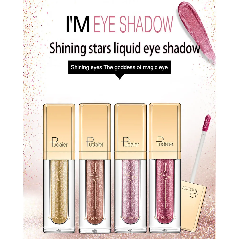 

Pudaier liquid eyeshadow Waterproof Black Liquid eye shadow shinning glitter Eye Shadow Makeup sombras de ojos profesional
