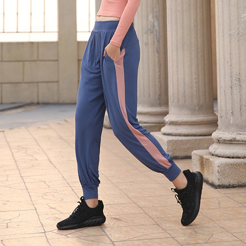 

2019 Women Loose Sports Pants Soft Material High Flexible Waist Yoga Leggings Pilates Fitness Wear Comfy Pencil Harem Gym Pants
