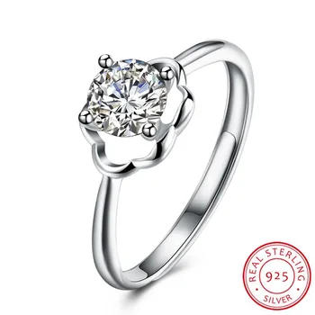 

Genuine 100% 925 Sterling Silver Simple Geometric Round Single Stackable Finger Rings Women Engagement Jewelry New Open