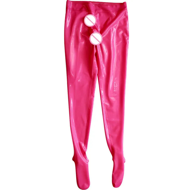 Sexy MEN latex trousers with Penis Sheath Latex leggings WITH GLUE PENIS CONDOM CUSTOMIZED