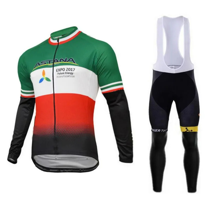 

2017 italy flag winter fleece Pro team astana cycling jersey warmer maillot breathable MTB bike clothing Ropa Ciclismo GEL pad
