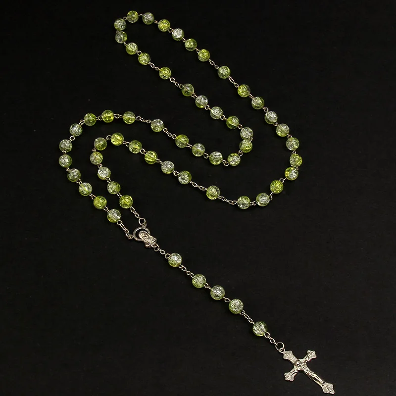 8 мм модные круглые хрустальные бусы ручной работы католические четки качество Крест бисера ожерелье с крестом религиозная подвеска