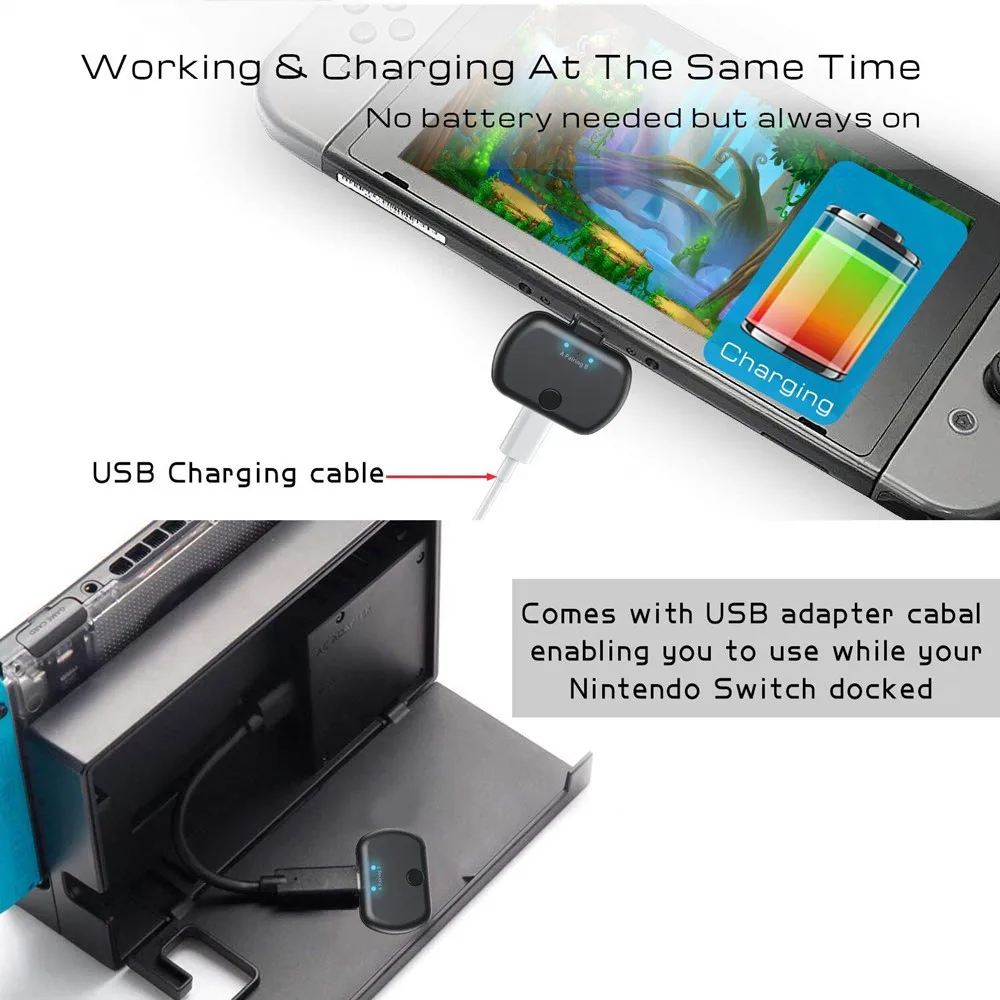 VIKEFON Type C Bluetooth 5 0 аудио передатчик Aptx LL USB/Type беспроводной адаптер для Nintendo Switch PC TV