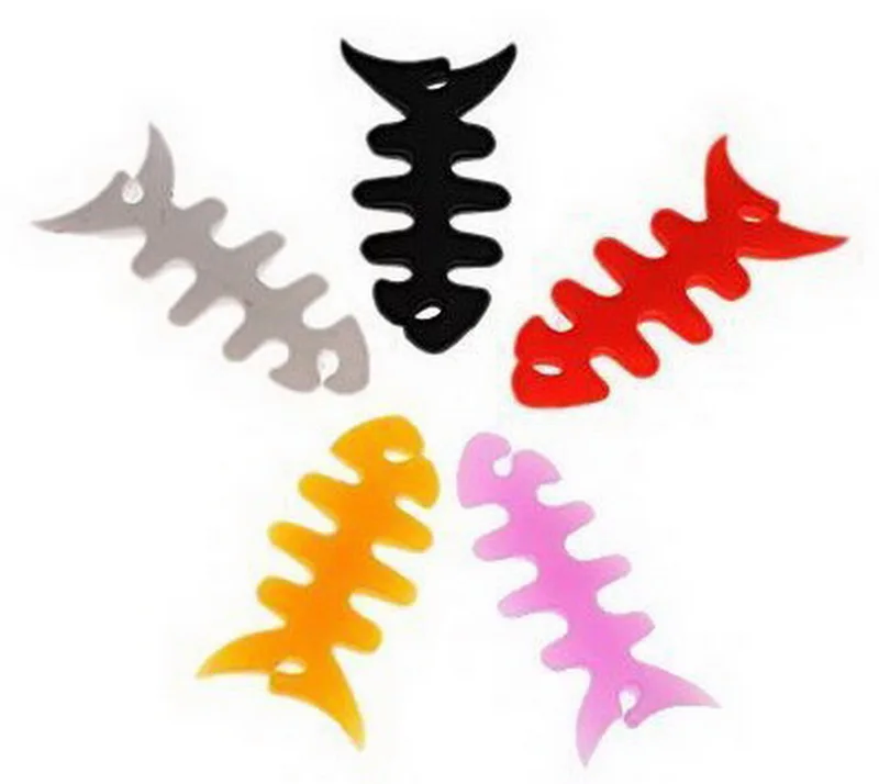 Cute Silicone Fish Bone Headphone Earphone Cord Cable Winder Wrap Tidy