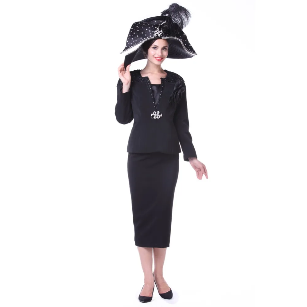 Buy Best Kueeni Women Church Suit 3pc Jacket Vest Skirt Suit Skirt Set Black with White Two 