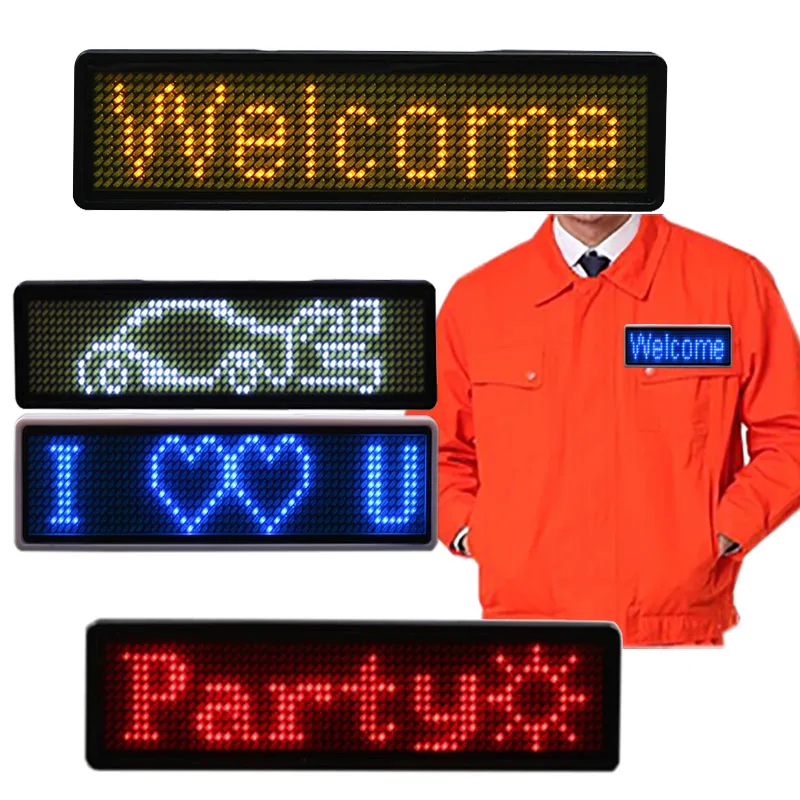 

Programmable mini LED display scrolling LED badge 11*55 wide LED name tag advertising LED message sign movable LED name card