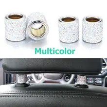 2Pcs Car Seat Crystal Headrest Decor Ring Collars Girls Rhinestone Diamond Bling For Women Rhinestone Car Interior Accessories