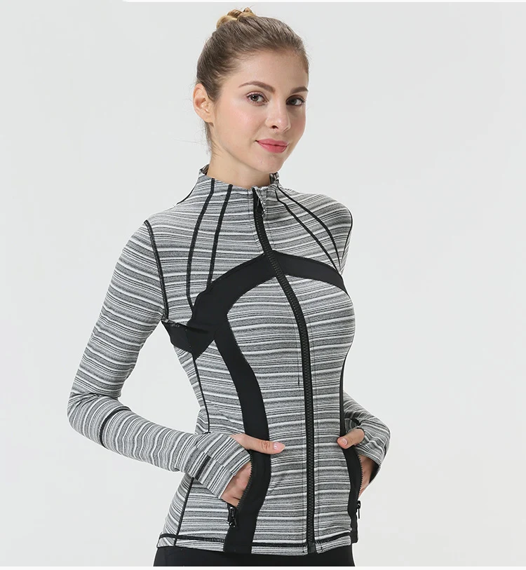 Women Sport Jackets Zipper Fitness Gym Running Coat Long Sleeve