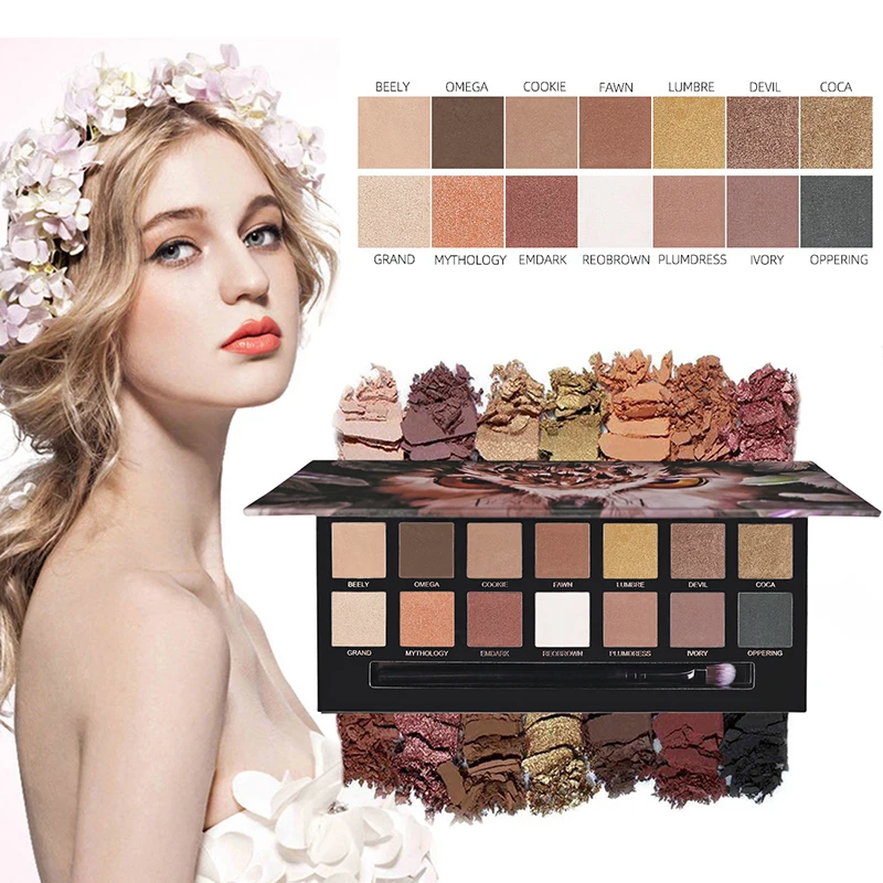 

14 Colors Glitter Eyeshadow Palette Pressed Shimmer Matte Eye Shadow Make Up Lasting Eye Palette Hua for Beauty Cosmetic TSLM1