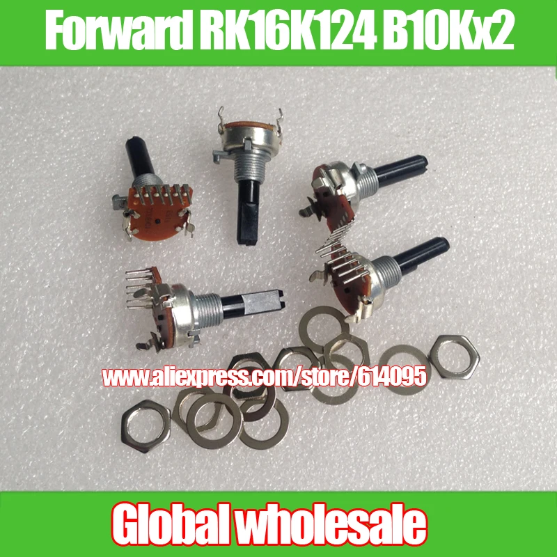 5PCS Forward RK16K124 Volume Dual 6 pin potentiometer B10Kx2 / handle