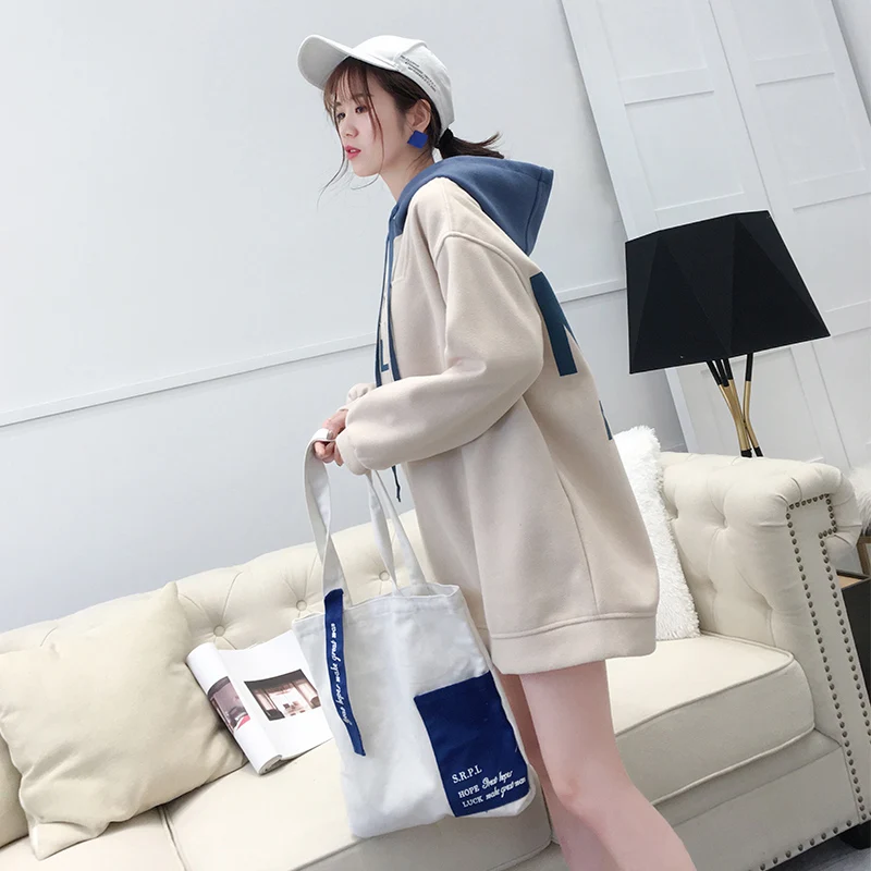 D'hiver 2018 Qpipsd Capuche brown Dans Sauvage Nouvelle Manteau Longue Section Capuchon Mode Femmes Épais Hauts Coréenne Automne La Blue De À Et Lâche Rwrq7Rnz