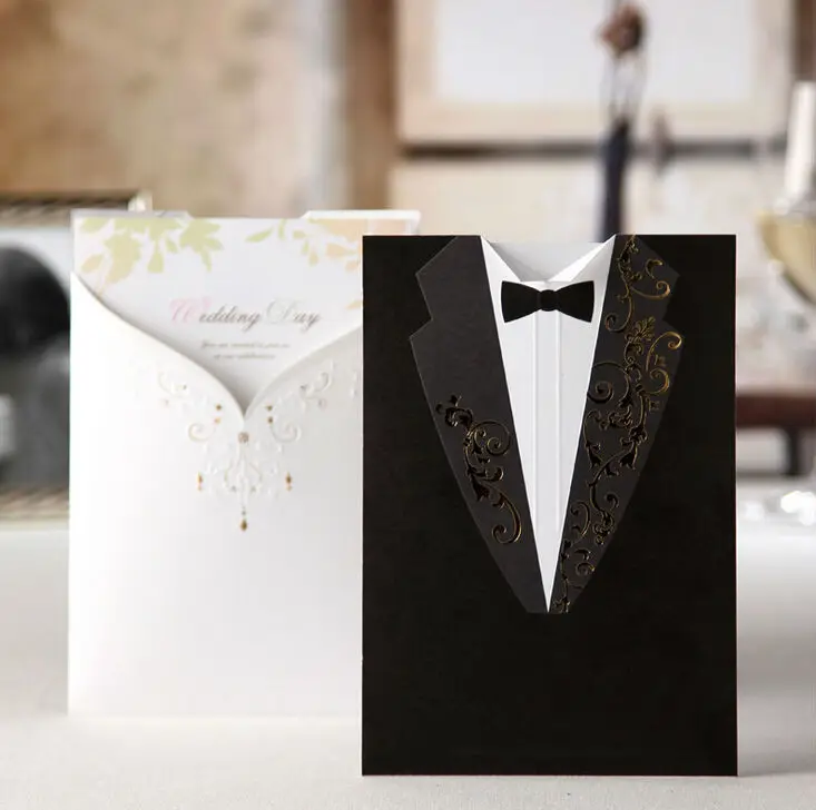 Free shipping white black bride and groom 25SET/lot elegant wedding