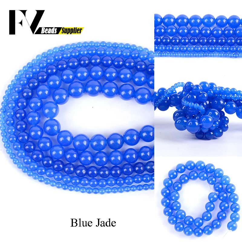 

Natural Blue Jades Stone Round Beads Diy Jewelry 4 6 8 10 12mm Spacer Beads for Jewellery Making Handicraft Accessories 15inches