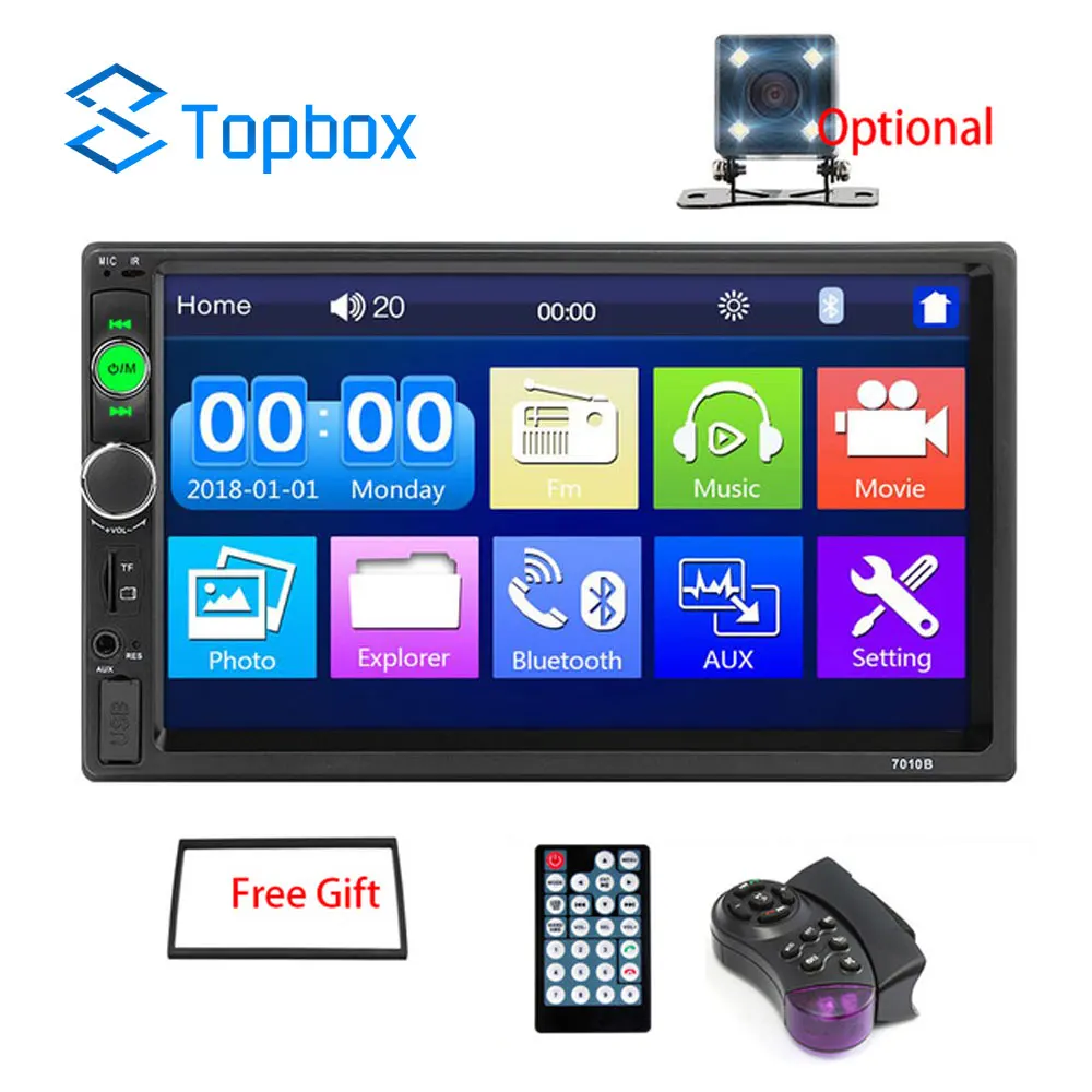 

Topbox auto radio 2 din Car Radio 7 Inch Auto Radio Multimedia Player with Android Mirror link Support Steering Wheel Remote