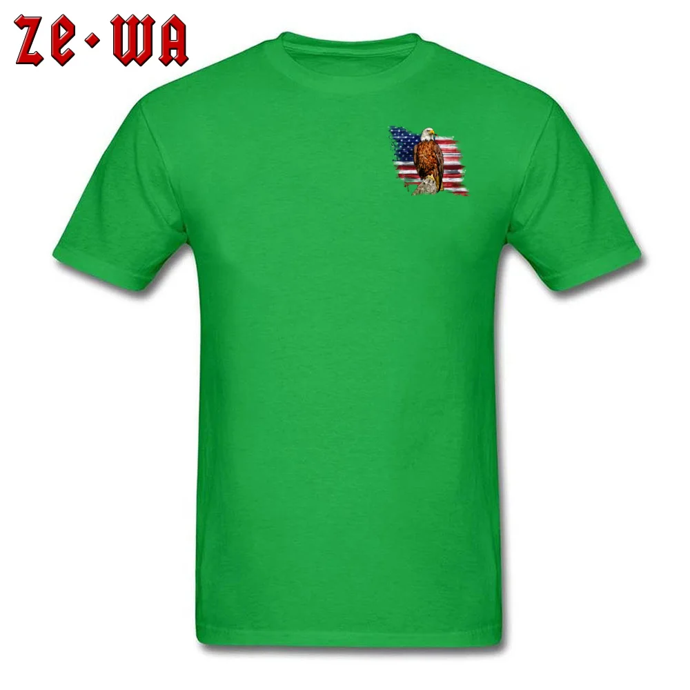 T Shirt Classic Summer Fall Fitted Group Short Sleeve Pure Cotton O Neck Youth Top T-shirts Group Tee Shirts Wholesale Bald eagle Liberty Bell Flag of the United States Chest green