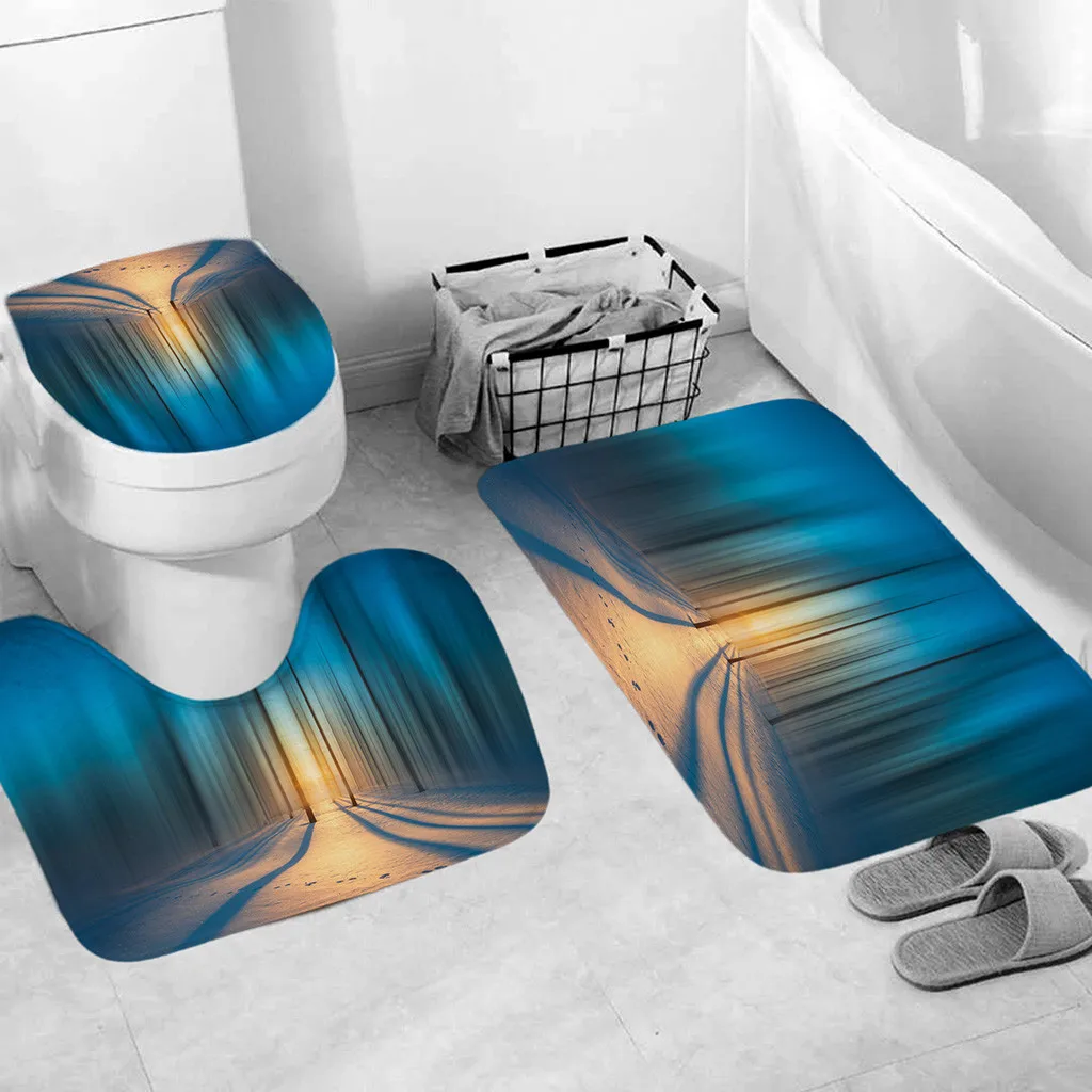 3 шт. коврик для ванной ковер 3D узор коврик набор коралловый флис напольный коврик моющийся Ванная комната Туалет Впитывающий Коврик Ковер L0605