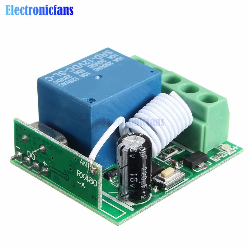 

DC 12V 1 Ch Channel 433MHz Wireless Relay Module RF Remote Control Switch Heterodyne Receiver Controller Board MCU RF Frequency