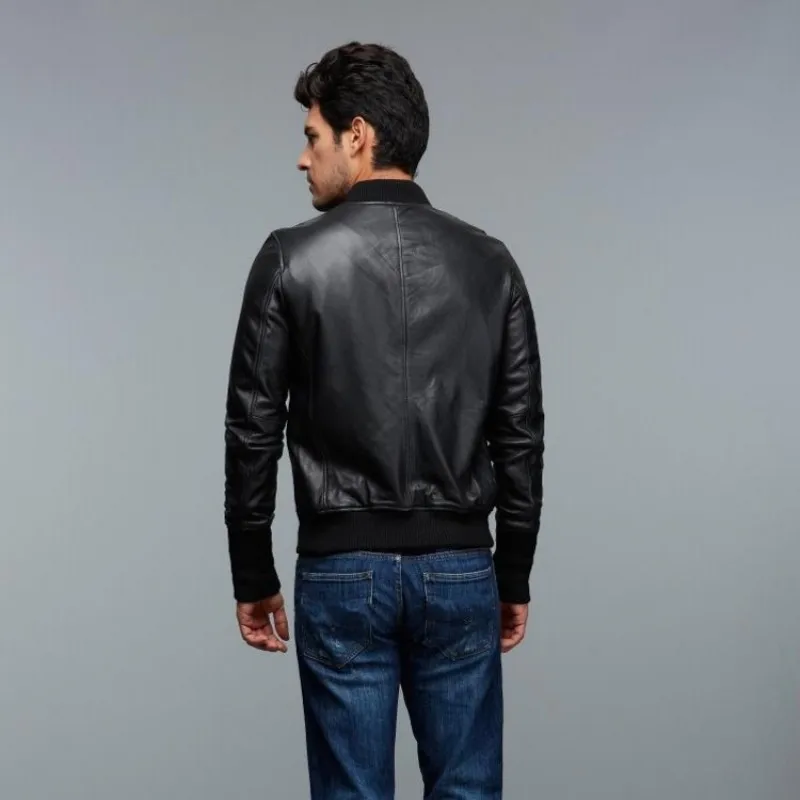 2018 Fashion Genuine Leather Aviation Bomber Jacket Men Casual Black Real Leather Aviator Jacket Sheepskin Motorcycle Streetwear 2018 Fashion Genuine Leather Aviation Bomber Jacket Men Casual Black Real Leather Aviator Jacket Sheepskin Motorcycle Streetwear