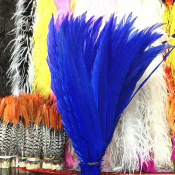 

sapphire Silver Pheasant Tail Feathers 50pcs 45-50 CM 18-20 Inch For Crafts Wedding Costume Feathers silver chicken feathers