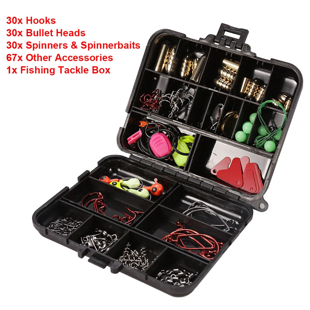 

128 Pcs/Set Lure Fishing Tool Set Terminal Hooks Sinkers Bait Fishing Accessories Tackle