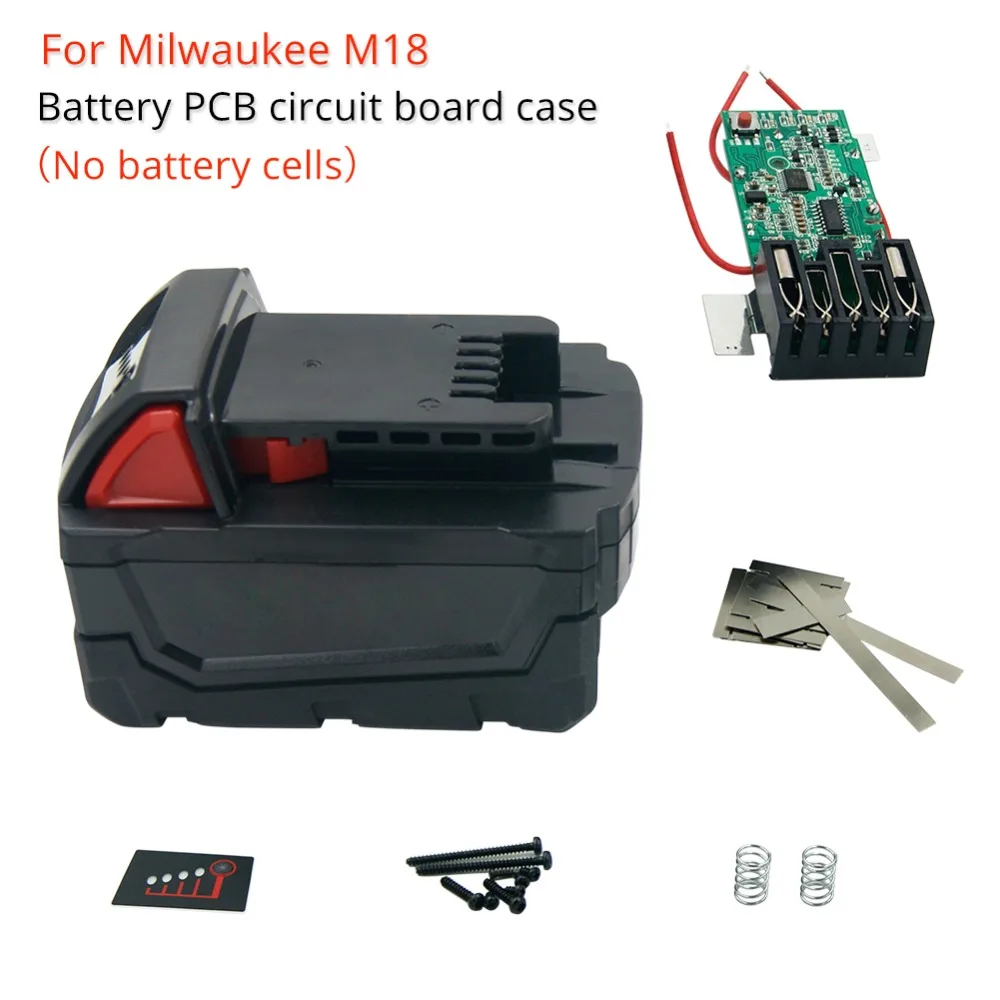DIY 18V PCB Circuit Board with Power Tools Battery Case for Milwaukee M18 48-59-1850 Plastic Kit ONLY (No Cells Inside) |