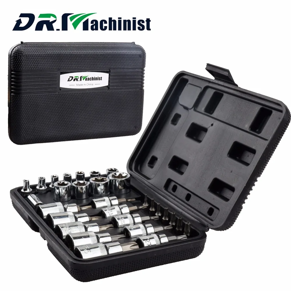 

DR.Machinist 29PCS Star Set Male Female Sockets With 1/4" 3/8" 1/2" Torx Sq Drive Bit Universal Wrench Auto Car Repair Tools