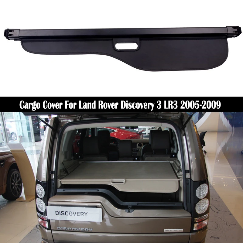 AKKNE For Land Rover Discovery 3 LR3 2005-2009 Car Retractable Rear Trunk Cargo Partition Cover Auto Interior Accessories Luggage Curtain Parcel Shelf Security Roller Liner Blind Shield 