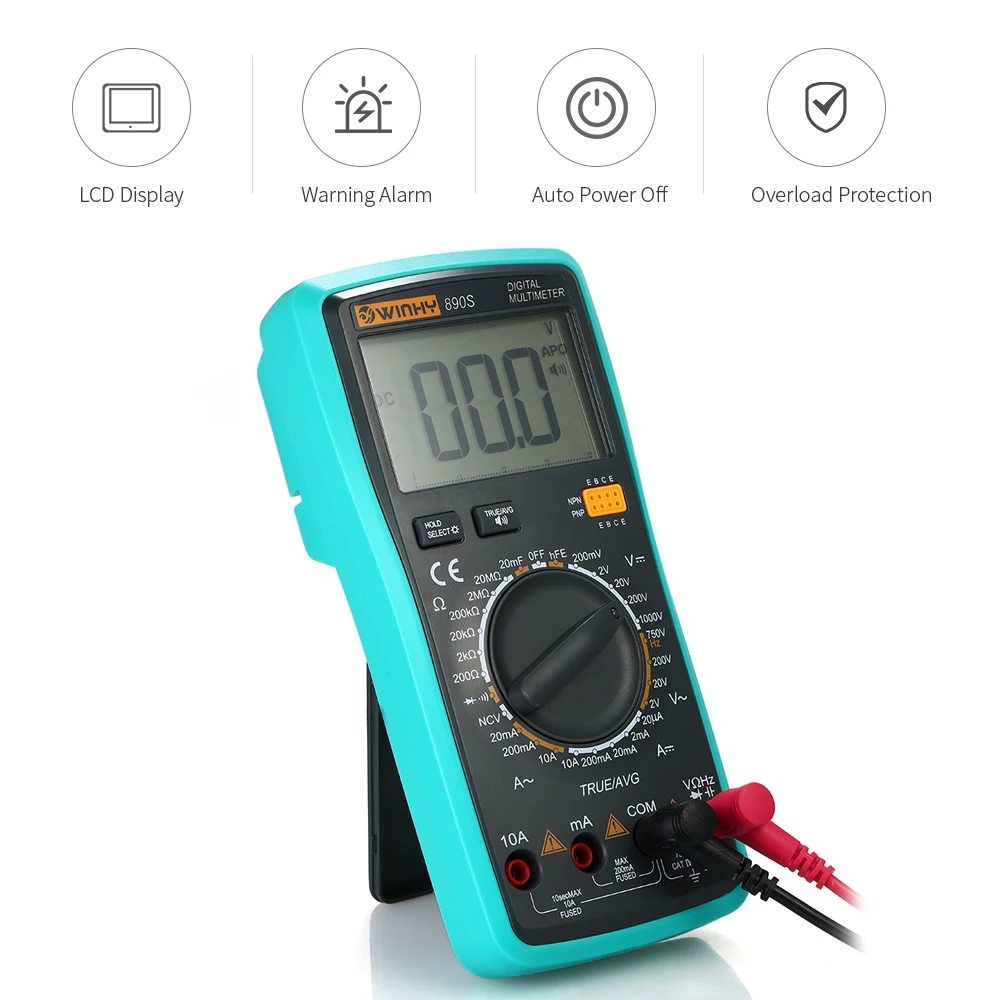 

LCD Digital Multimeter Voice NCV True RMS multimetro DC/AC Voltage Current Meter Capacitance Resistance Diode Tester