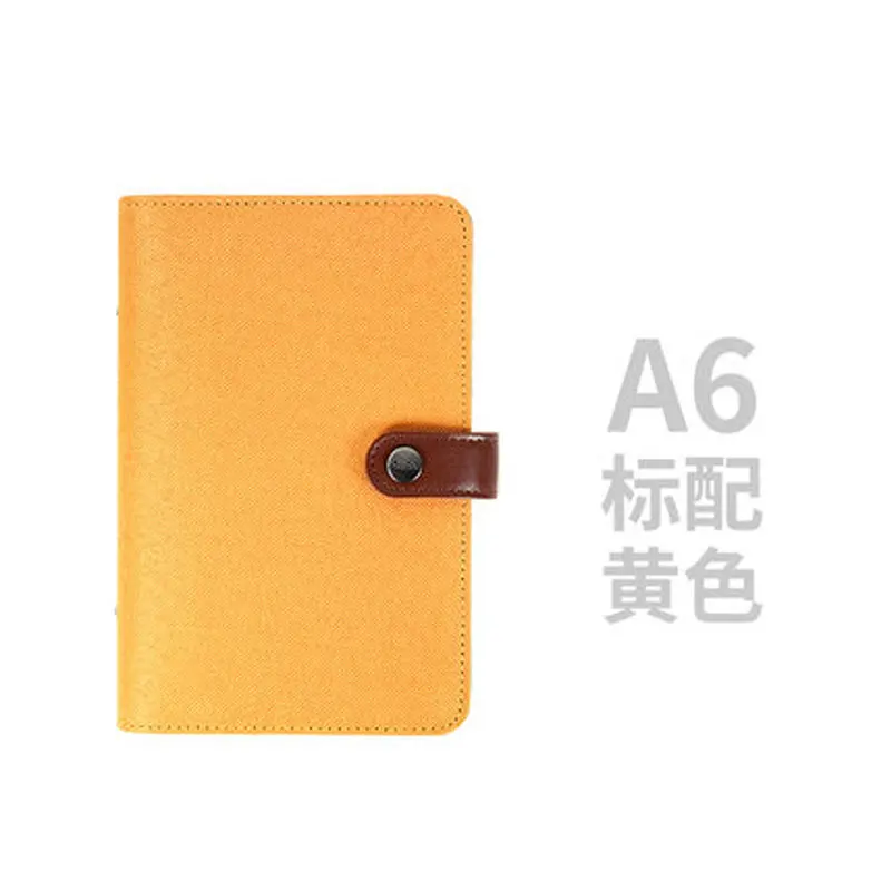 Yiwi A5 A6 Color Cloth Material Cover Notebook Snap Planner Journal Organizer Binder Stationery - Цвет: a6 Yellow