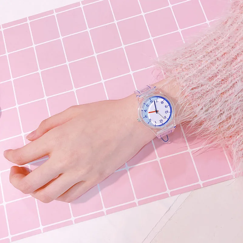 

Droppshiping 1 Pcs Women Clear Silicone Band Wrist Watch Jelly Comic Style Quartz Casual Watches dg88